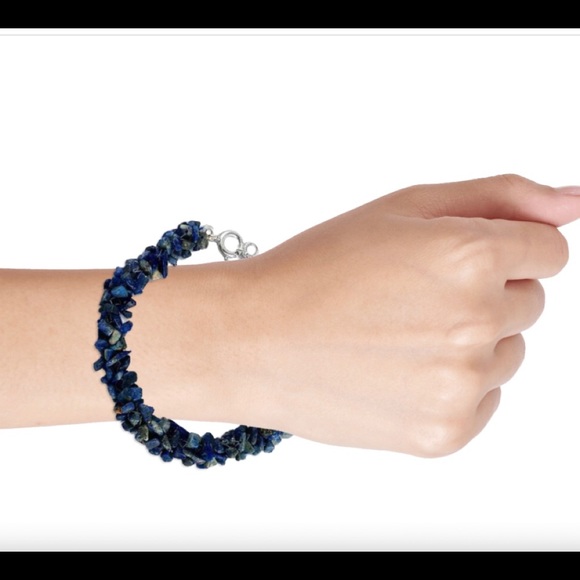 Lapis Lazuli Sterling Silver ClusterBracelet. Buy and get matching earring free - Picture 3 of 5